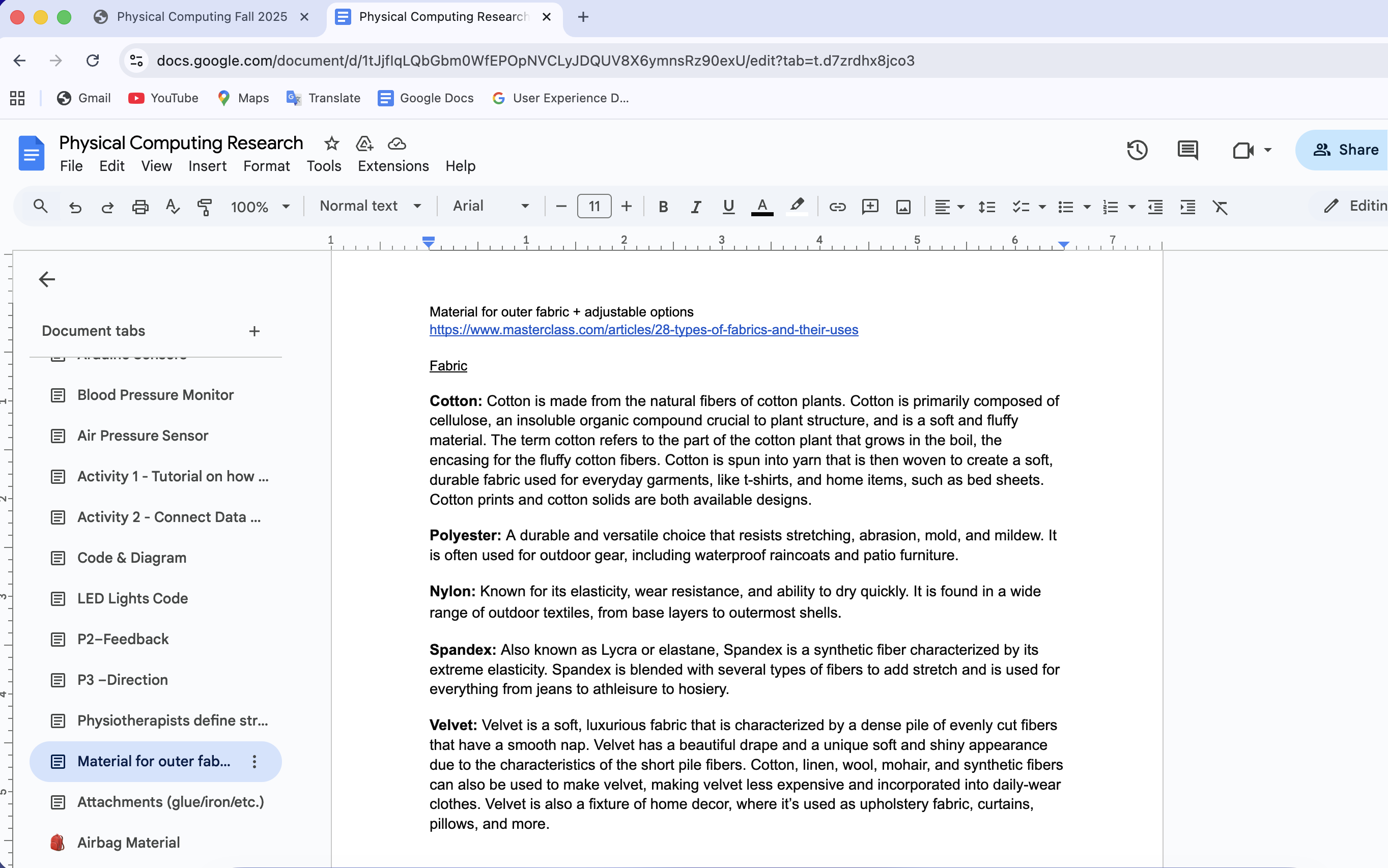 For our research, I did some research on different types of fabric that we could possibly use for the outer fabric of our resistance band, and this is what I found.